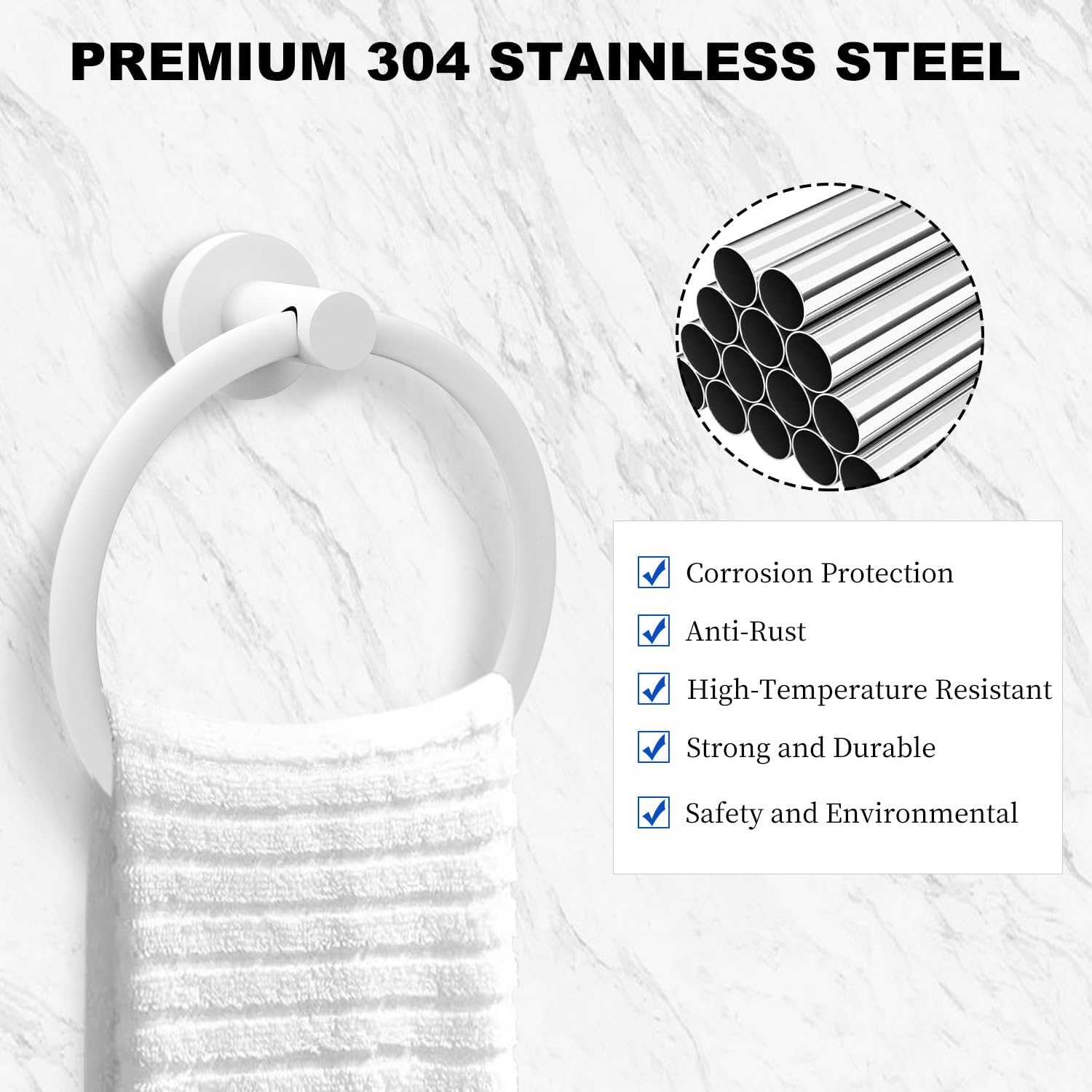 Cilee Toallero blanco para baño, toallero de baño, accesorios de baño, toallero...