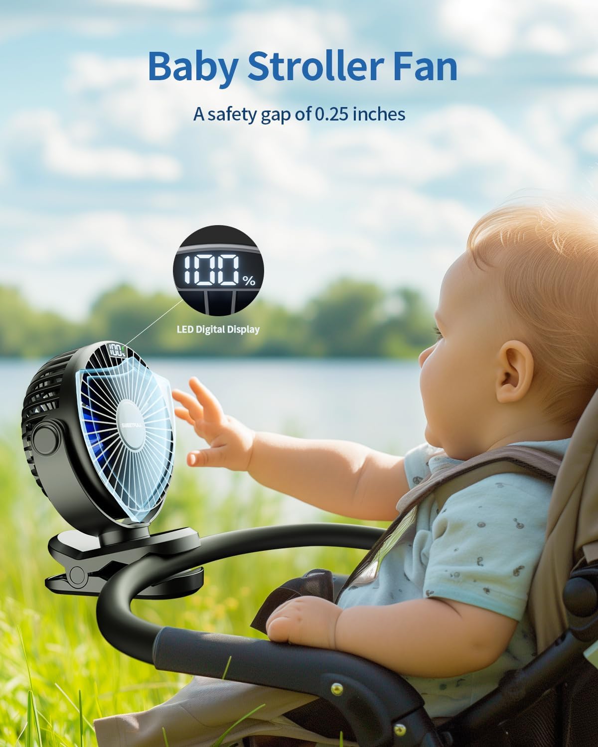 SWEETFULL Ventilador portátil con clip, ventilador de cochecito a batería,...