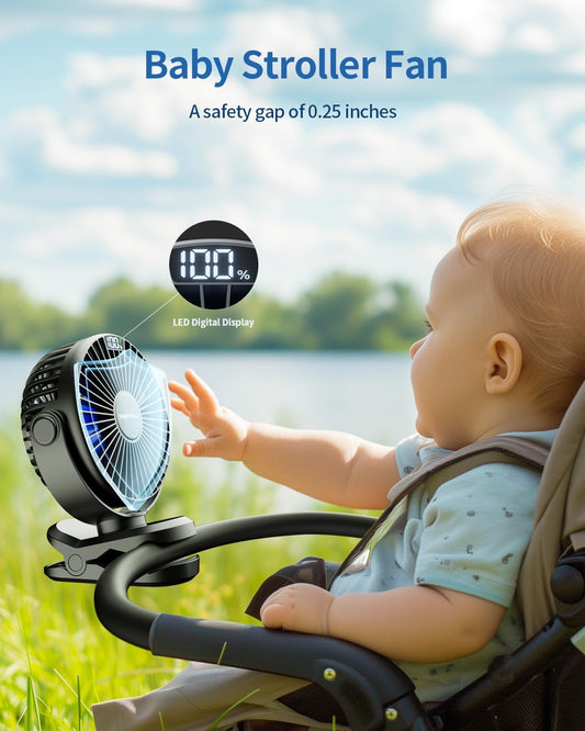 SWEETFULL Ventilador portátil con clip, ventilador de cochecito a batería,...