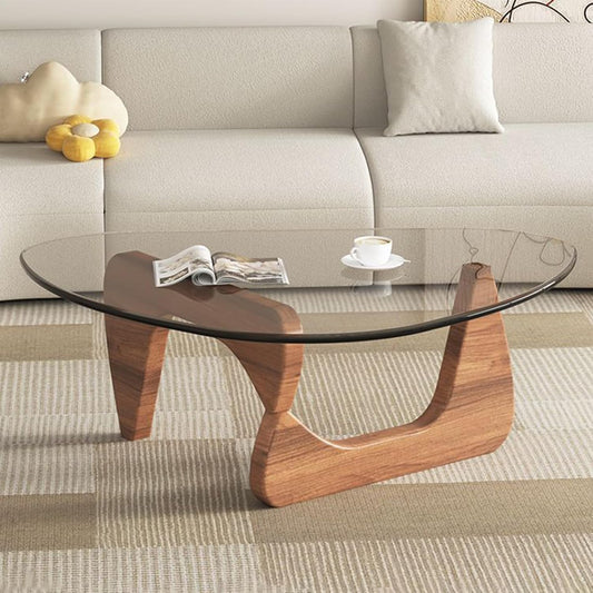 Mesas de centro para sala de estar, mesa de centro triangular de vidrio con...