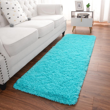 Alfombra de pasillo verde azulado para dormitorio, 2 x 6 pies, alfombra de área