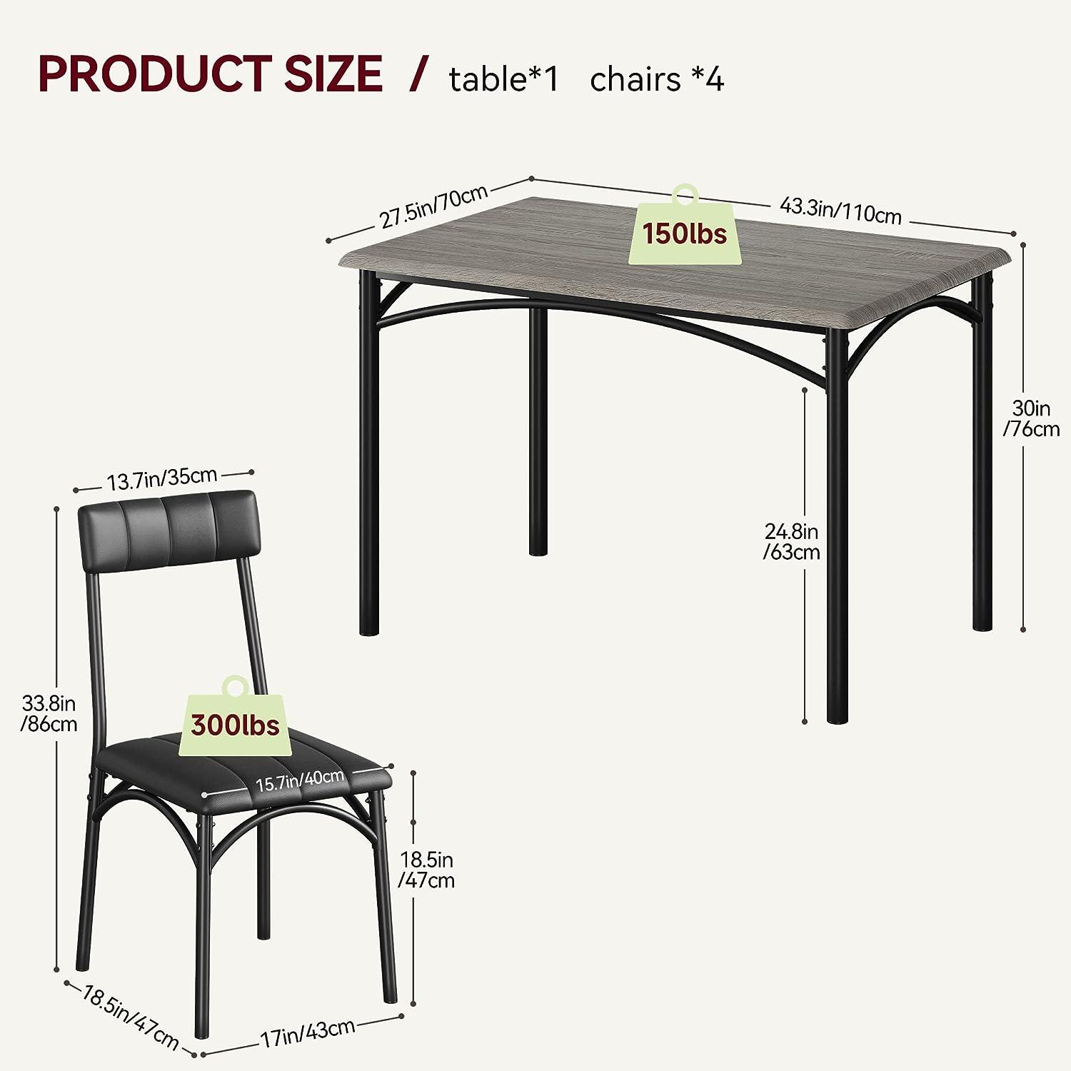 GAOMON Juego de mesa de comedor para 4, mesa de cocina y sillas para 4 personas