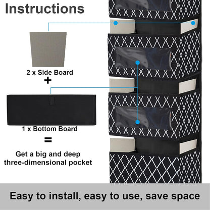 Organizador para colgar sobre la puerta con 5 compartimentos grandes, plegable,