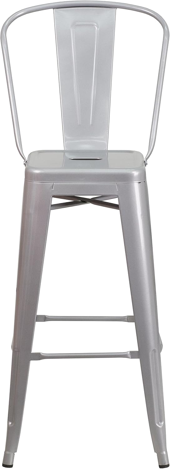 Taburete Flash Furniture de bar, hecho de metal para interior y exterior,...