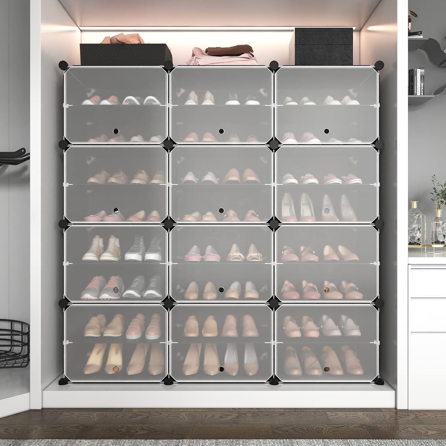 ROJASOP Organizador portátil de zapatos de 8 niveles, organizador de zapatos de...