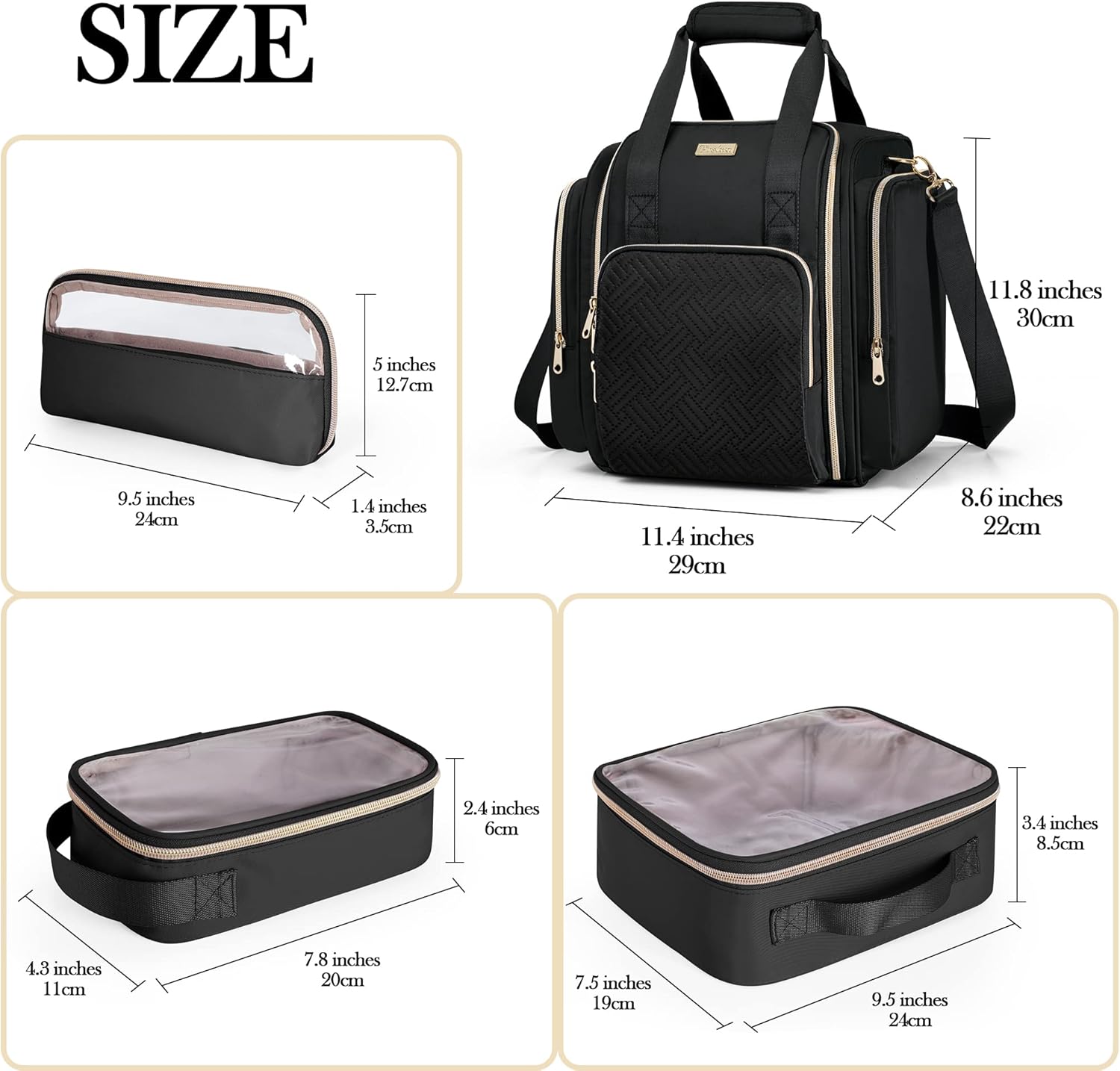 Bolsa de maquillaje de viaje con 5 estuches extraíbles, estuche grande para...