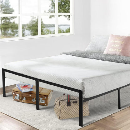 Base de cama de metal Calafornia King, cama de plataforma de metal negro de 14...