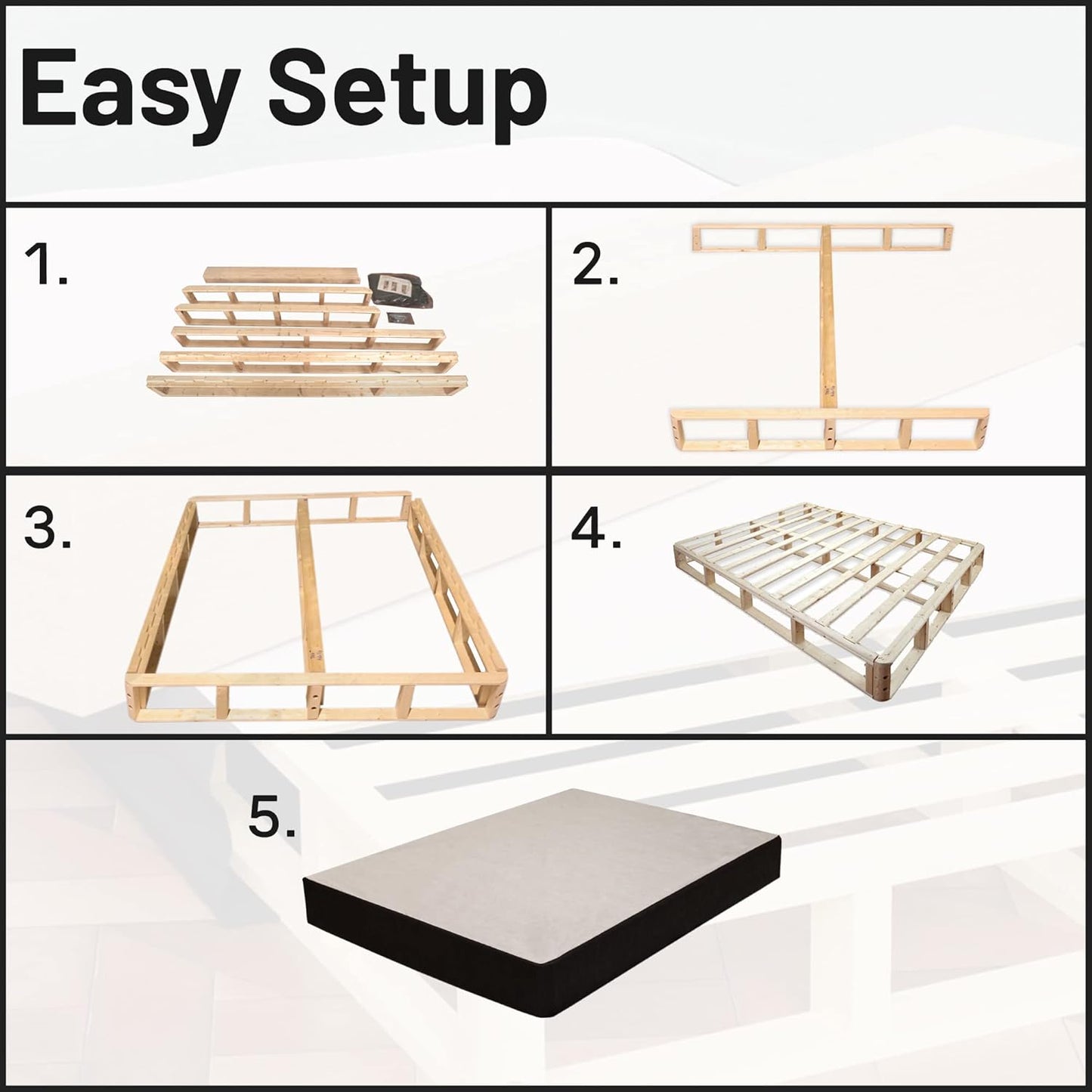 Bobina, somier resistente de 8 pulgadas para soporte de colchón, base de madera