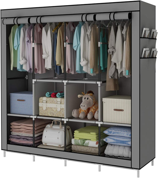 Organizador portátil con 4 rieles para colgar, color gris