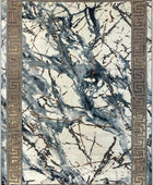 United Rugs HADBA Marble Collection - Alfombra azul de 5 x 7 pies, diseño...
