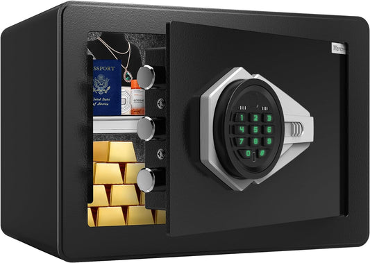 Caja de seguridad pequeña, caja fuerte de 0.8 pies cúbicos con teclado de