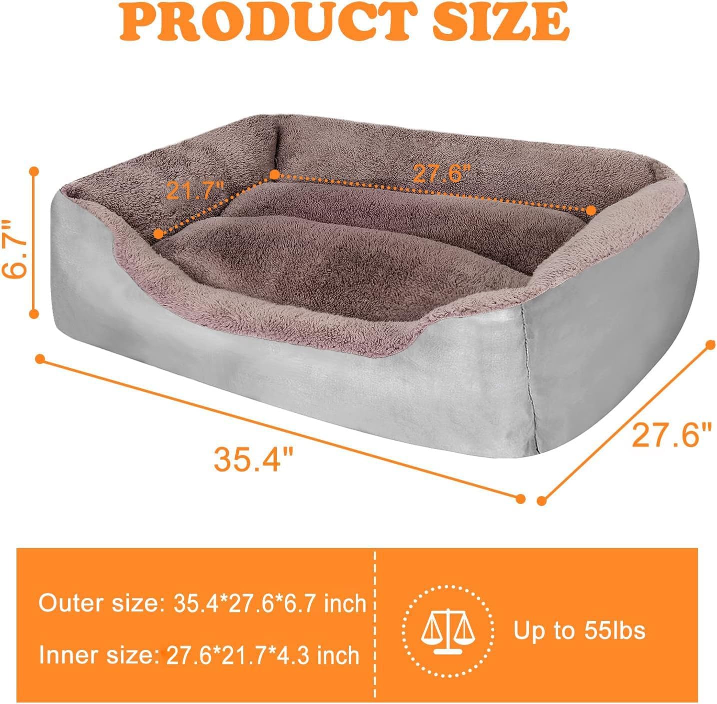 PUPPBUDD - Cama ortopédica para perros grandes, rectangular, lavable, cómoda,...