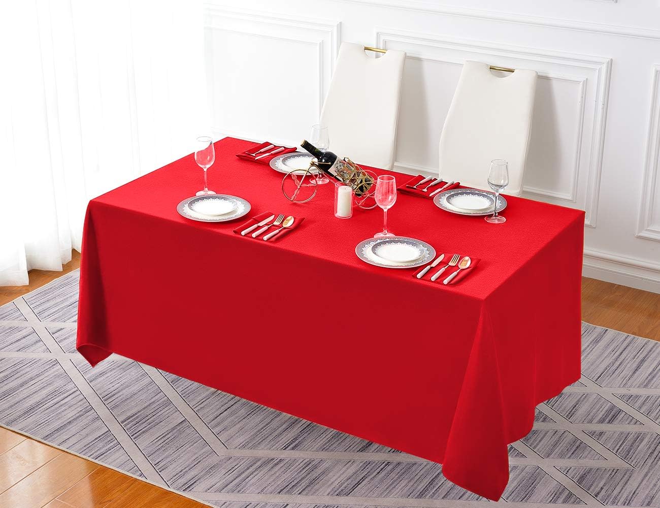 Surmente Mantel rectangular de poliéster de 90 x 132 pulgadas, mantel para...