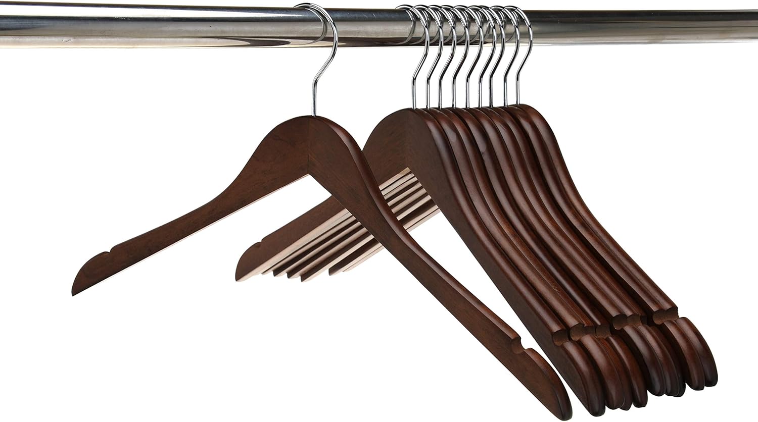 Perchas de madera semicurvadas de calidad, paquete de 10 perchas de madera