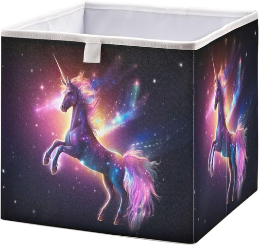 Kigai Cubo de almacenamiento de unicornio, cubos de almacenamiento plegables de