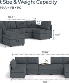 LINSY HOME Sofá modular seccional, sofá de gran tamaño en forma de U con...