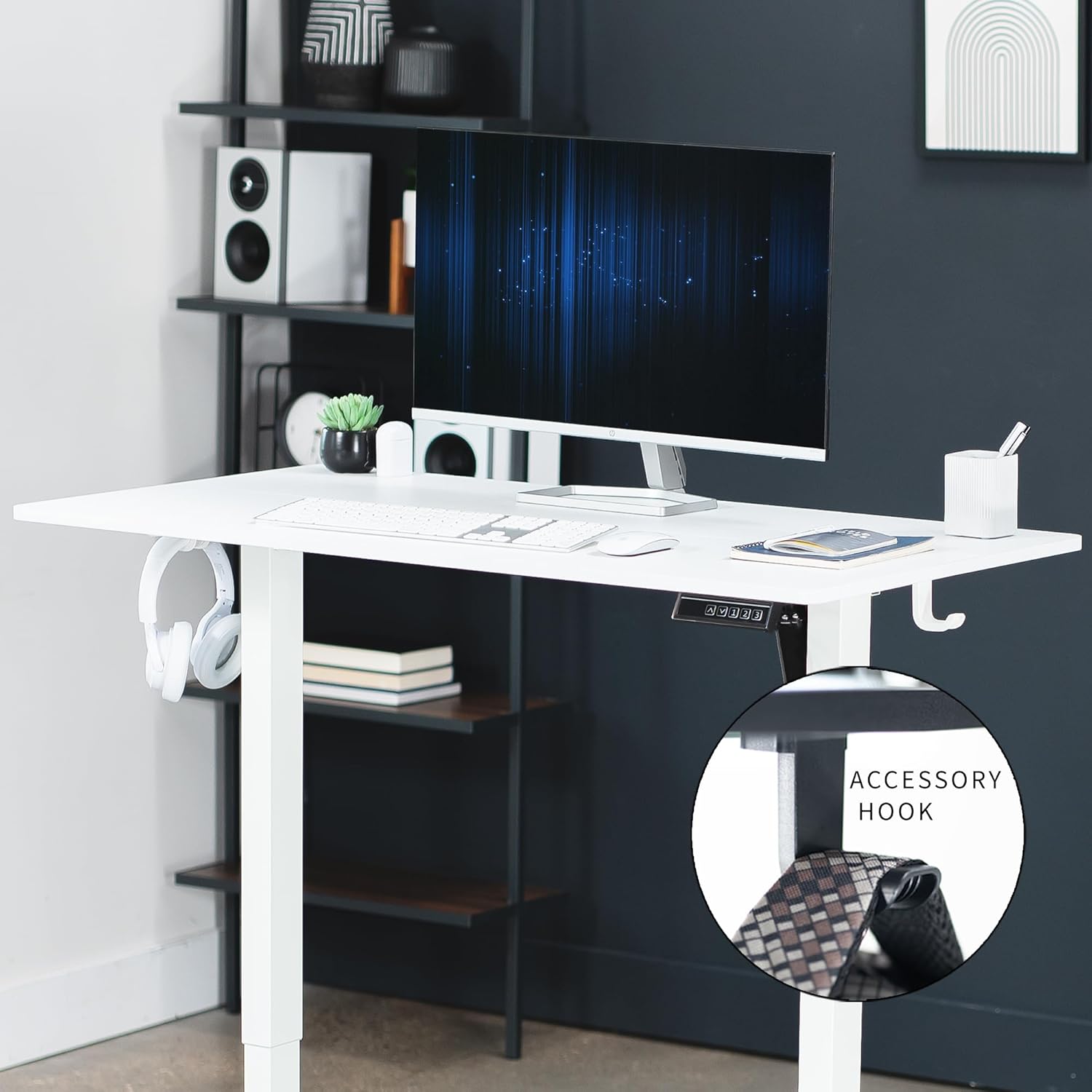 DESK-E144W Escritorio eléctrico de altura ajustable de pie de 44 x 24 pulgadas,
