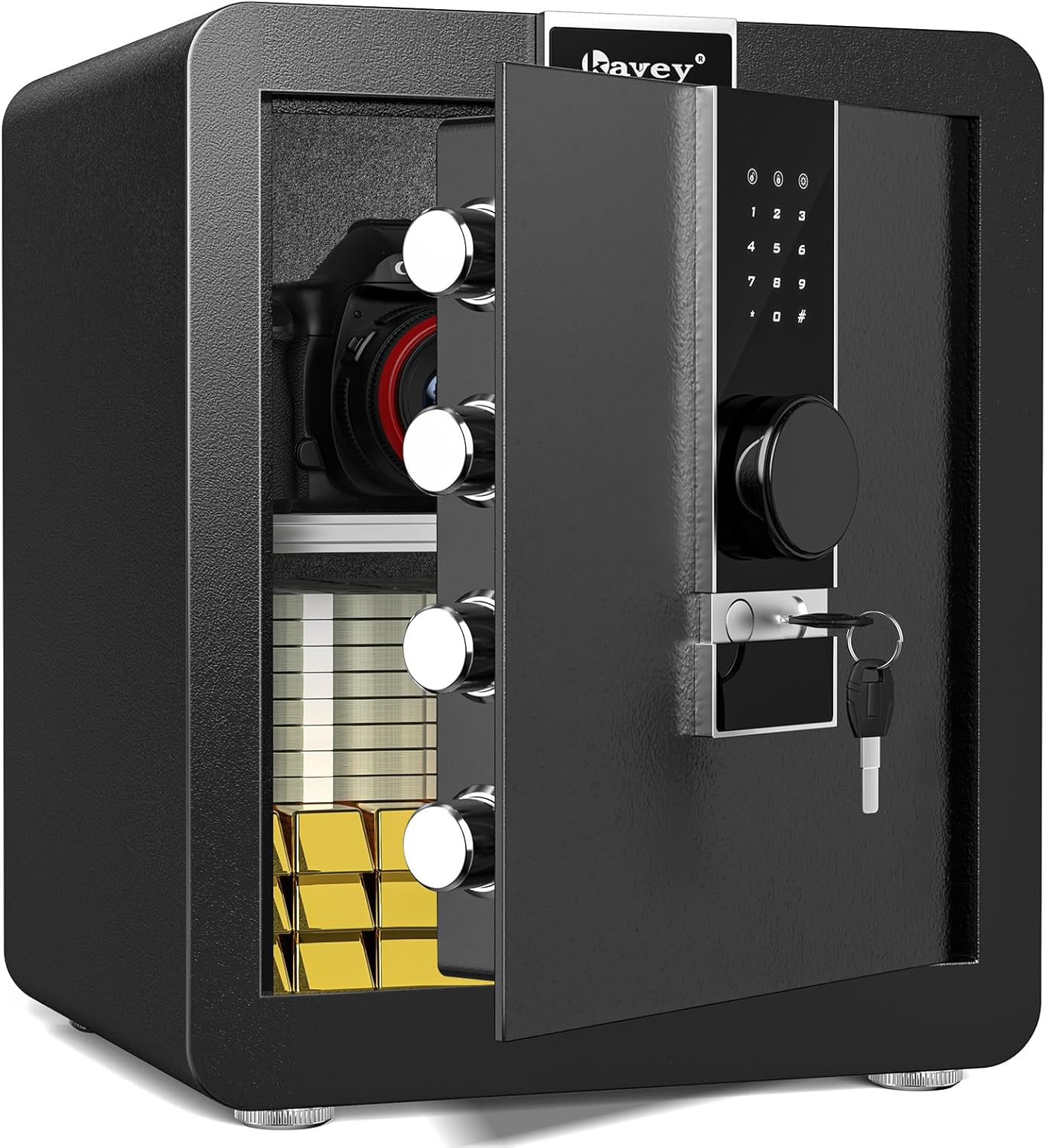 Kavey Caja fuerte de 1.8 cub  Caja fuerte para el hogar con pantalla táctil...