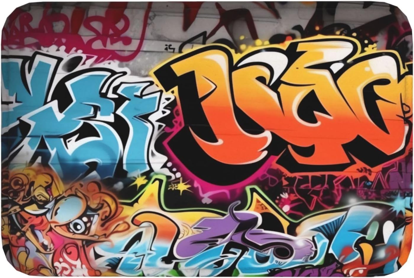 Alfombra de baño con estampado de graffiti hip hop, alfombra de franela suave