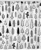 Cortina de ducha para árbol de Navidad, color blanco y negro, juego de cortinas...