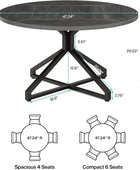 Round Dining Table for 4-6 People, 47-Inch Circle Kitchen Table Dining Room