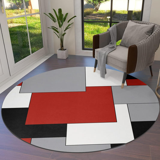 Alfombra redonda con diseño geométrico irregular, lavable, suave, a prueba de...