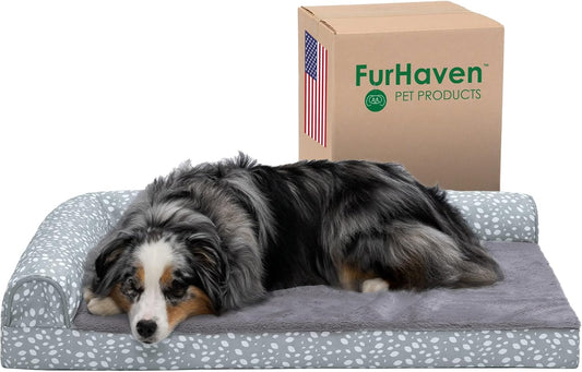 Furhaven - Cama para perro de espuma de gel refrescante, estilo diván en forma...