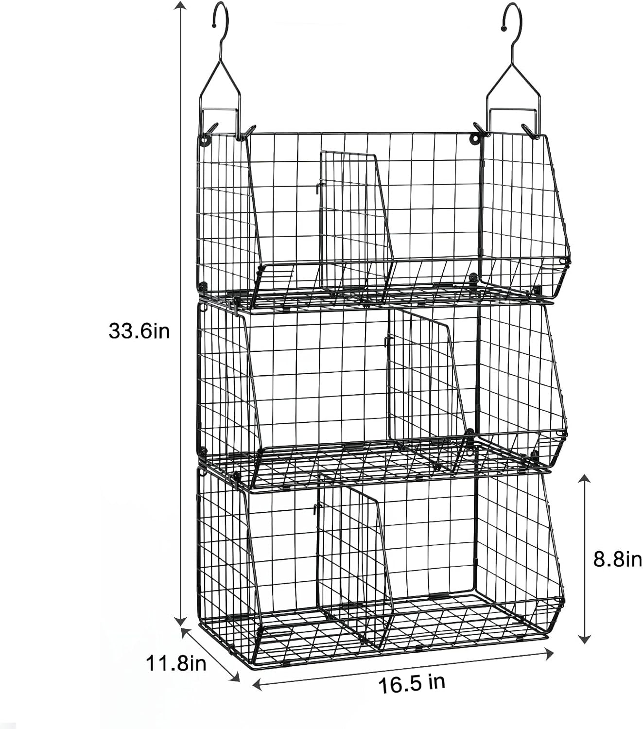 Estantes colgantes de armario de 3 niveles con divisor, organizadores de