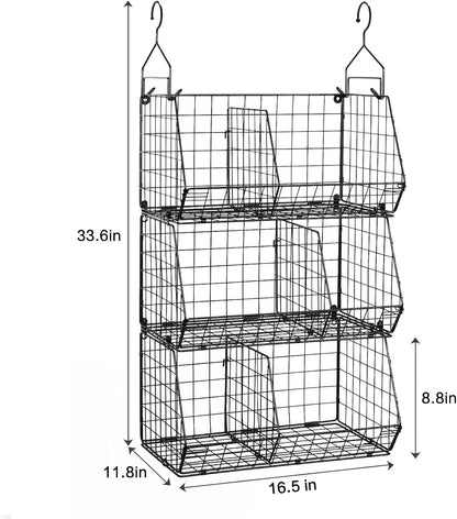Estantes colgantes de armario de 3 niveles con divisor, organizadores de