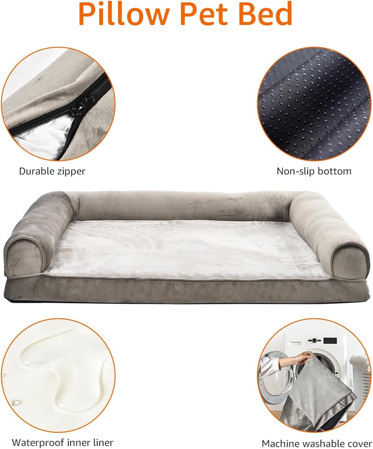 Tienda Basics Sofá ortopédico de espuma para sala de estar, cama para perros y...