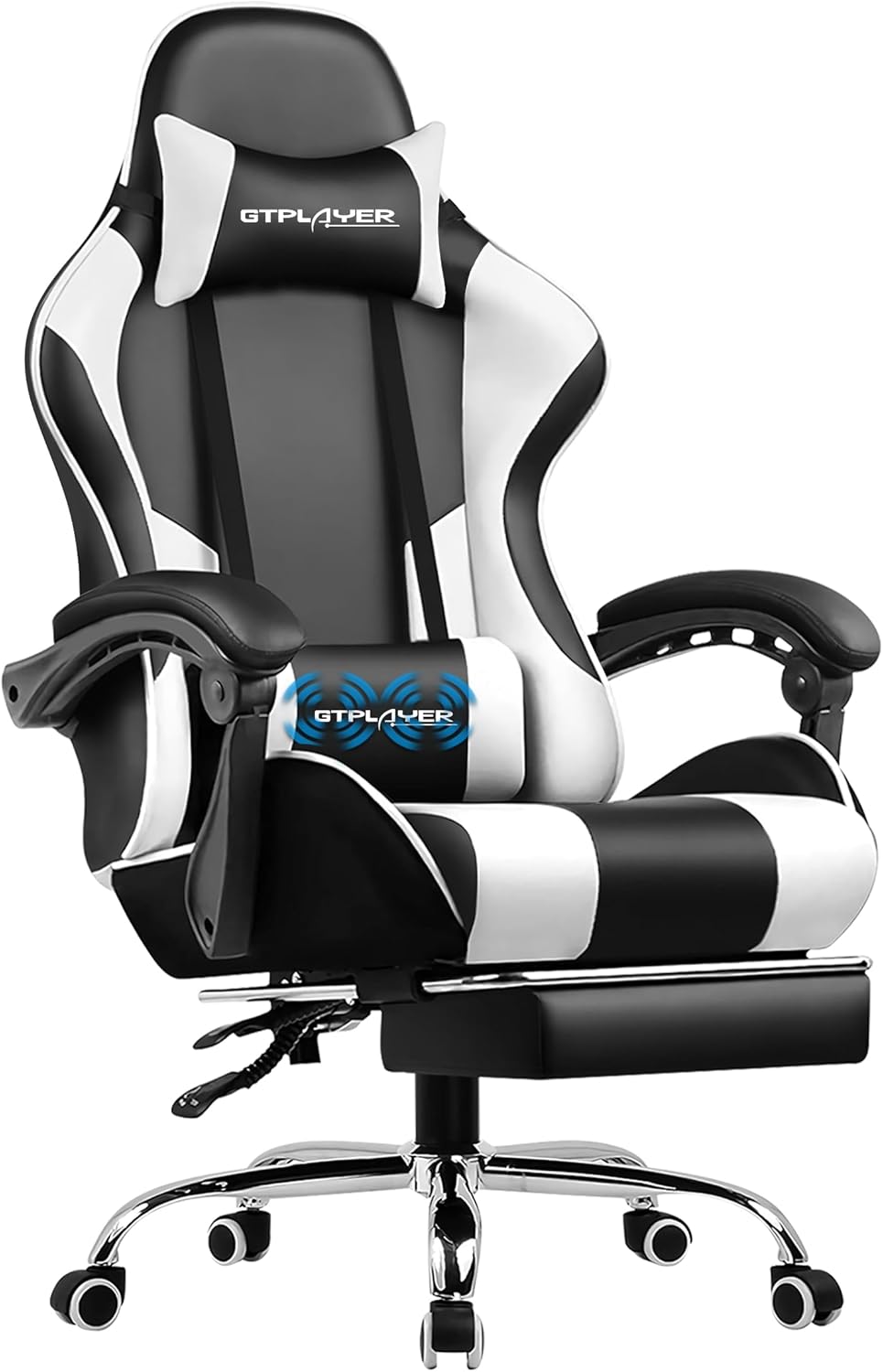 GTPLAYER Silla para videojuegos, silla de computadora con reposapiés y soporte...