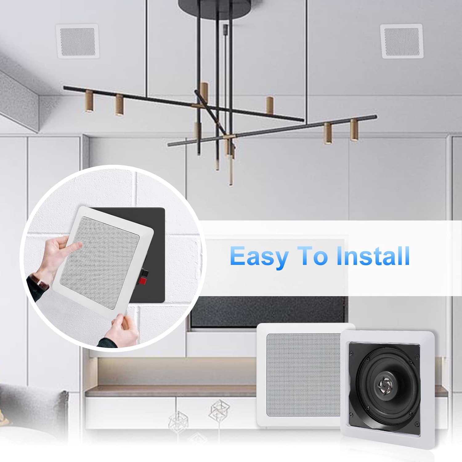 Herdio Altavoces de techo Bluetooth, 320 W, 5.25 pulgadas, montaje empotrado,...