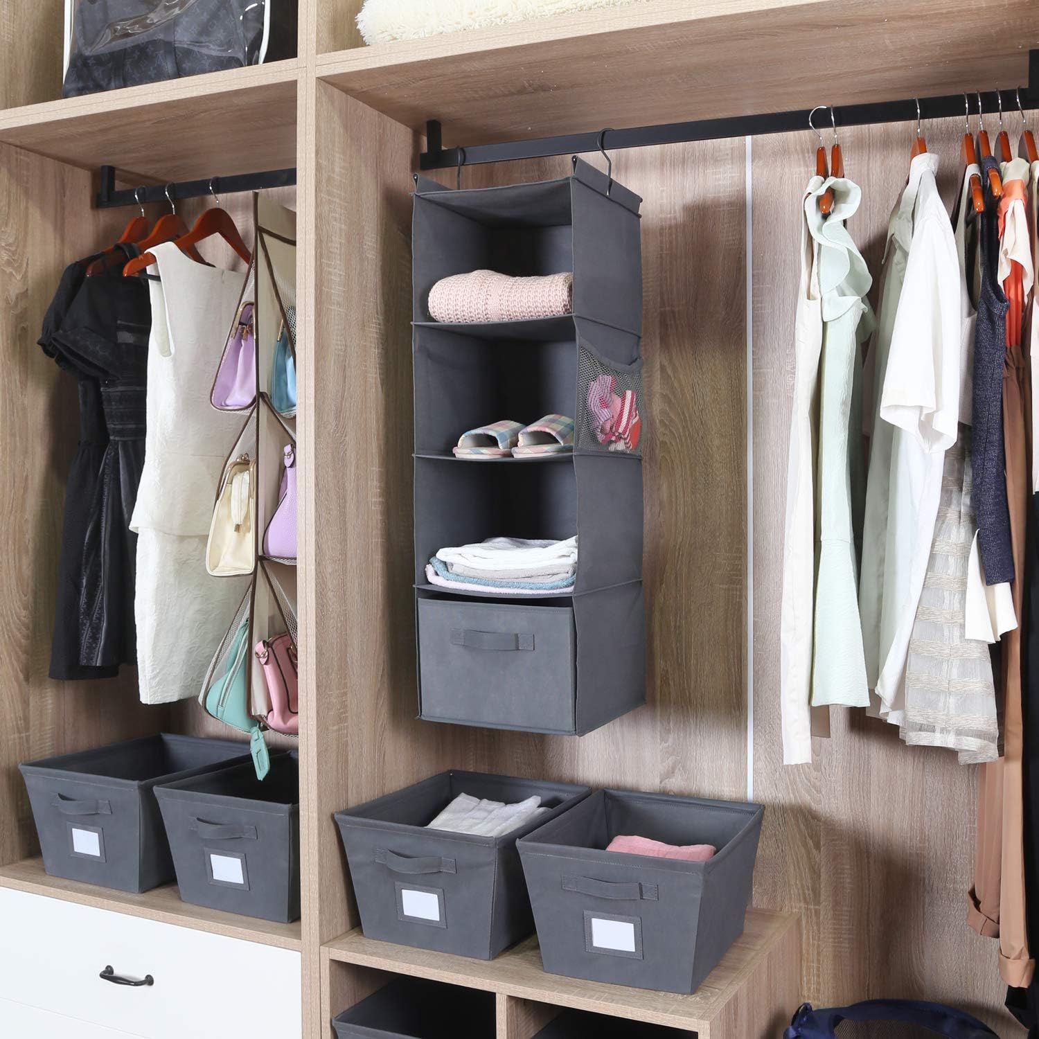 MAX Houser Organizador colgante de armario de 4 estantes, ahorro de espacio,...