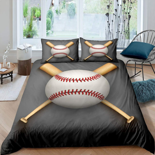 Feelyou Juego de ropa de cama deportiva con estampado de bate de béisbol 3D...