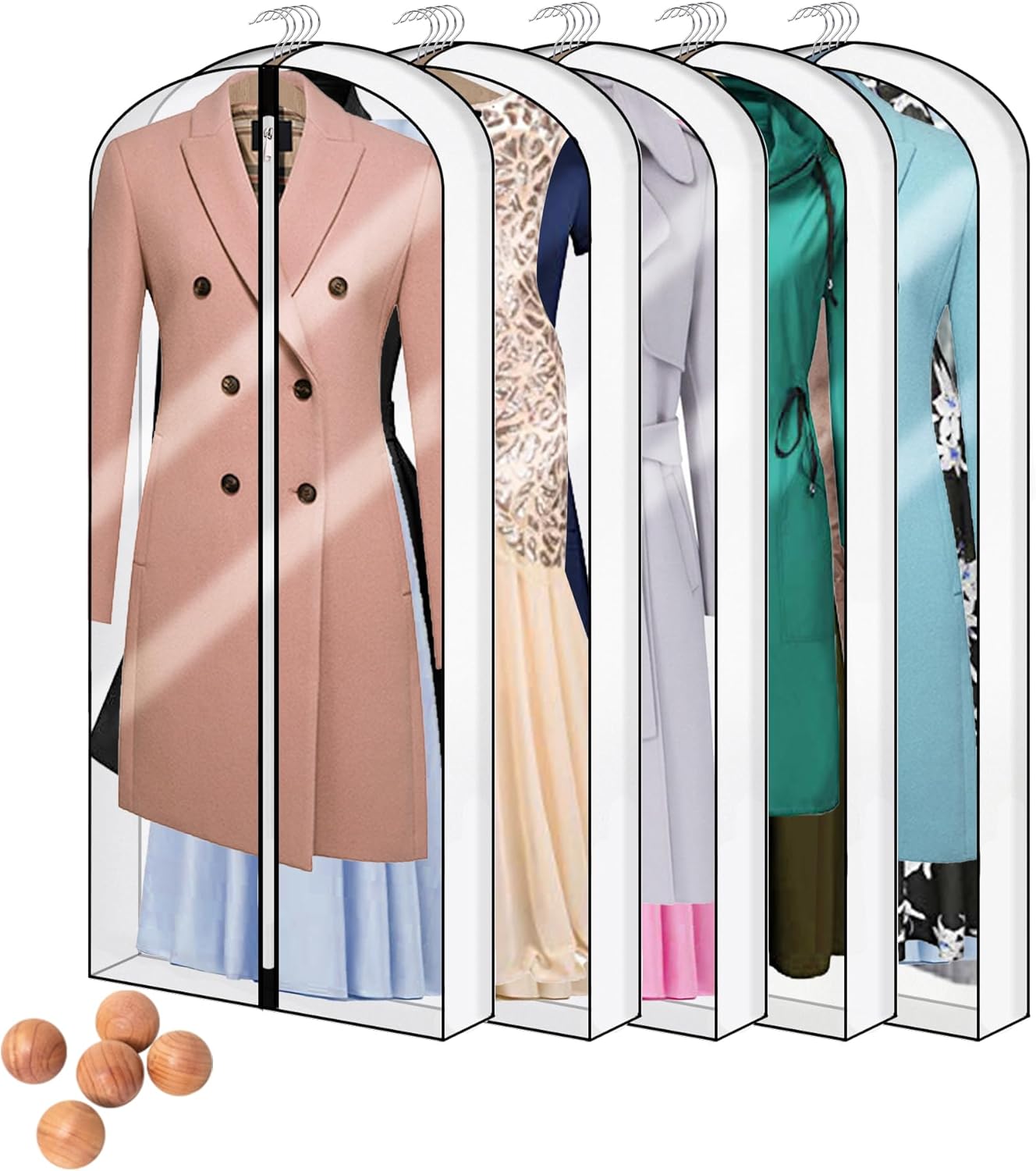 Bolsas colgantes para ropa, bolsa de ropa transparente de 60 pulgadas a prueba...