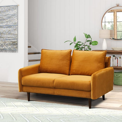 Sofá moderno de terciopelo con patas de madera para sala de estar, oficina,