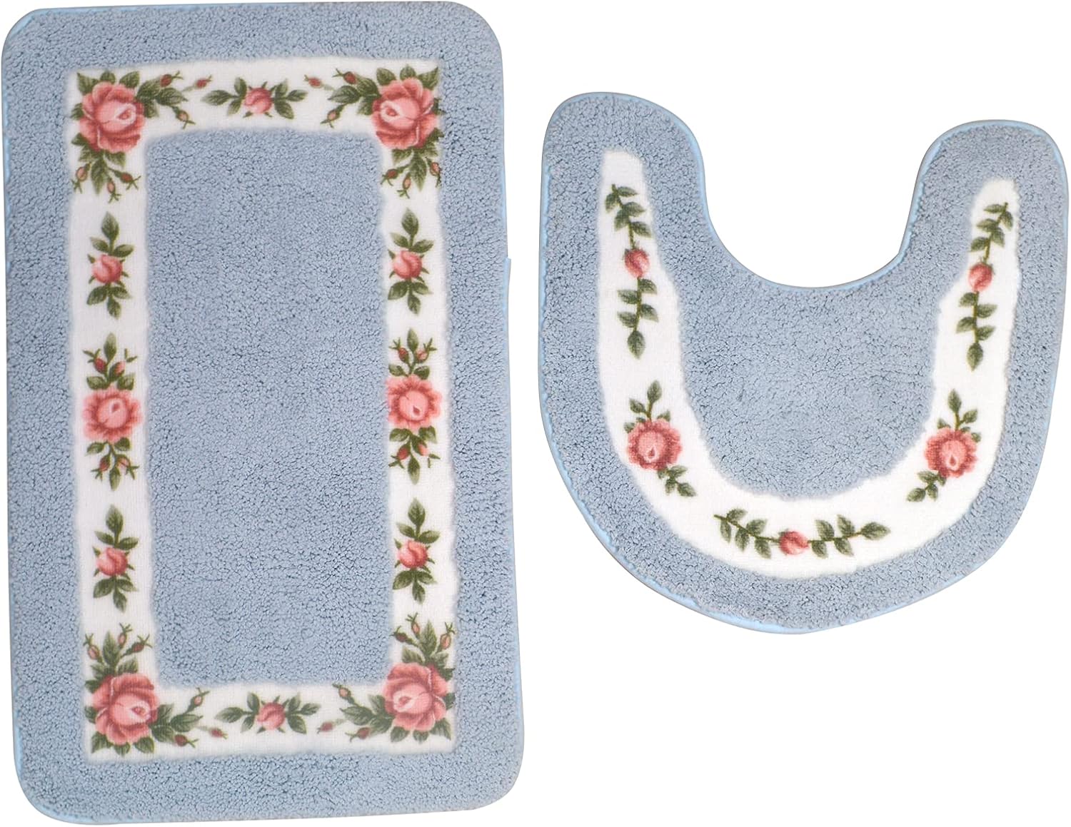 ABREEZE Juego de 2 alfombras de baño con diseño floral de rosas, tapete de...