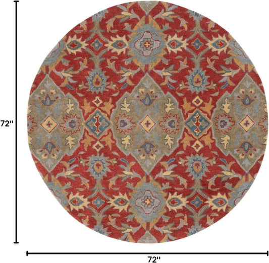 SAFAVIEH Heritage Collection - Alfombra redonda de 6 pies, color rojo y verde,...