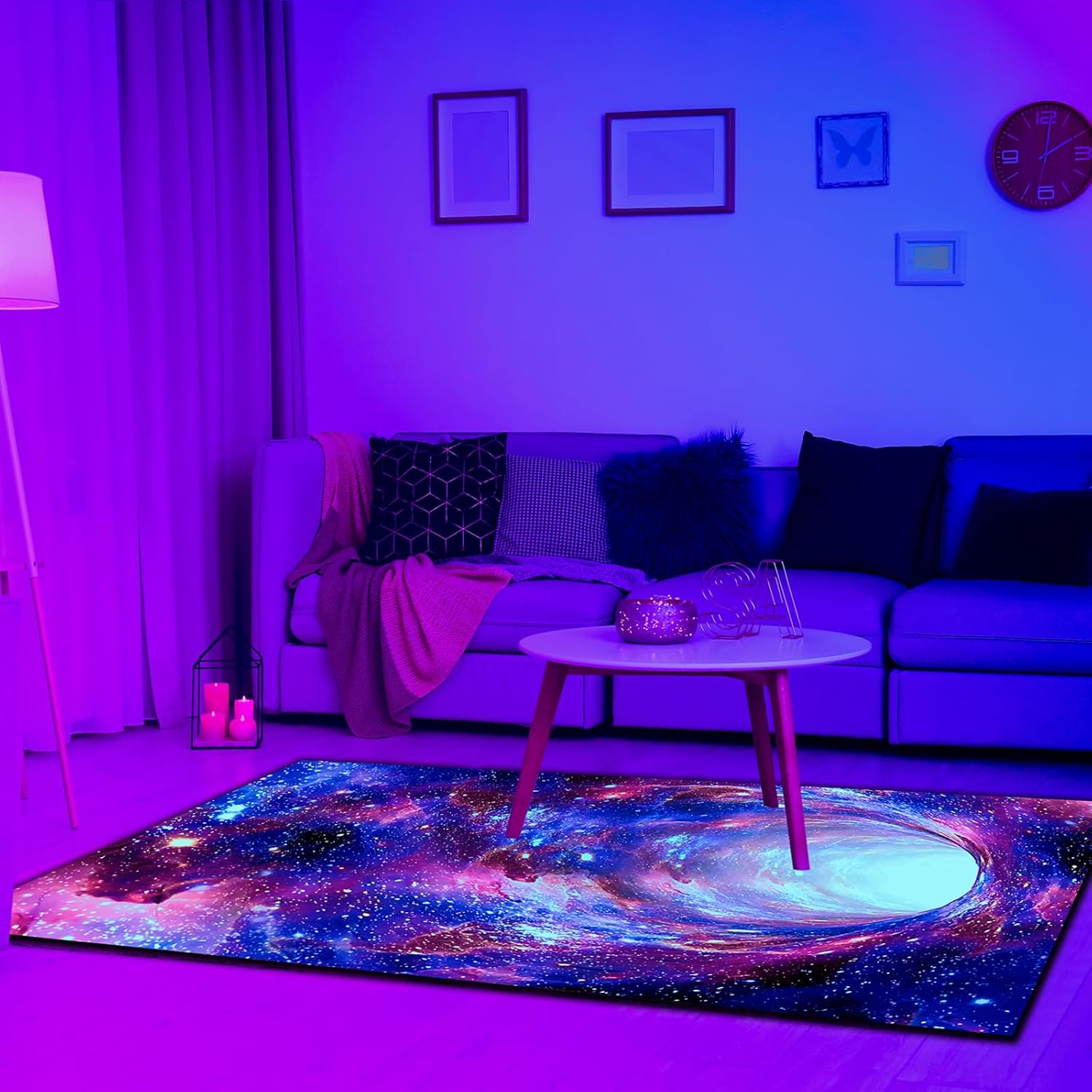 Alfombra de área Galaxy con luz negra, alfombra espacial 3D reactiva a los...