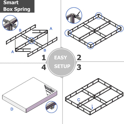 King Box Spring Base de colchón de 5 pulgadas de alto perfil con marco de