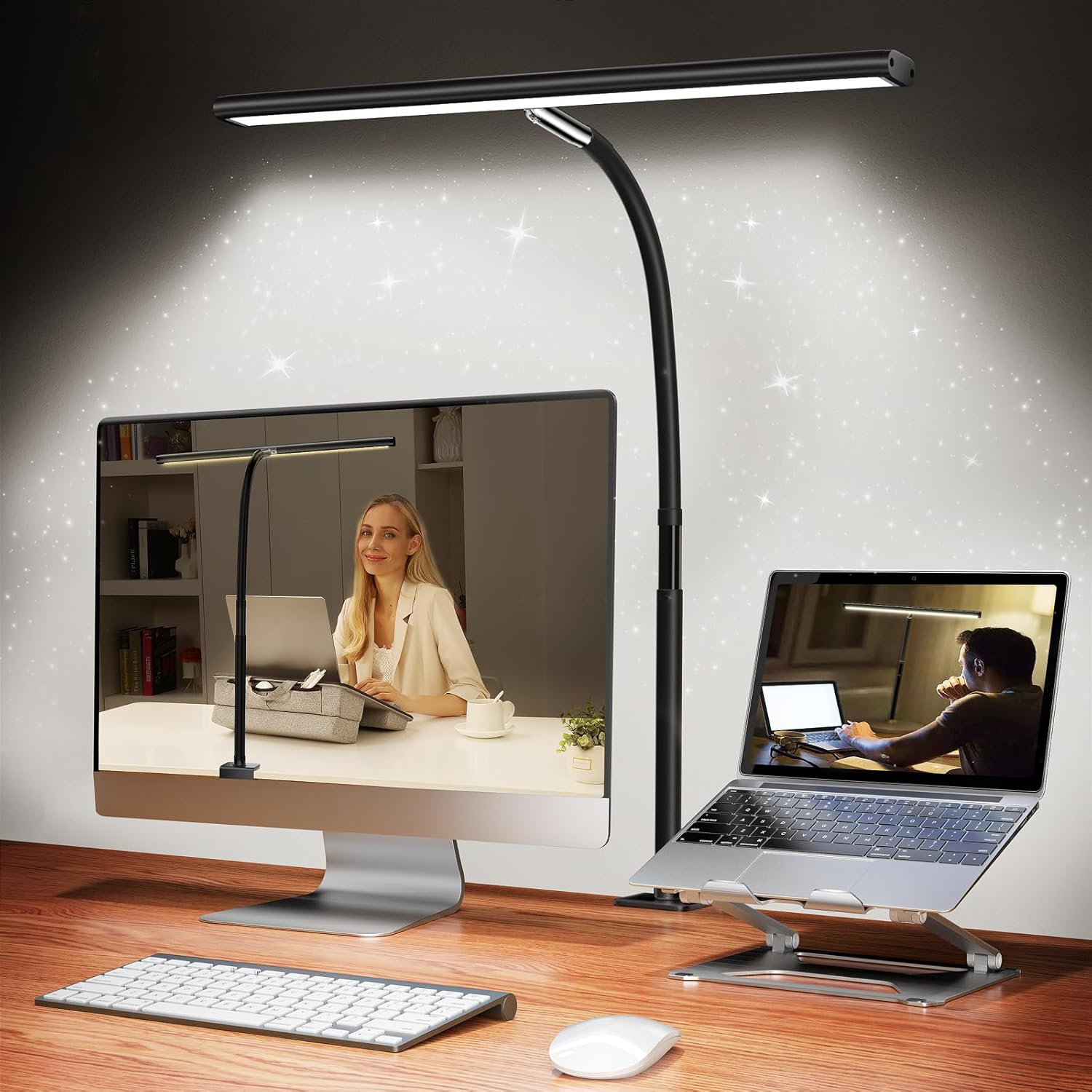Lámpara De Escritorio LED Para Oficina En Casa, Luz Con Atenuación Continua, Cuello Flexible Ajustable