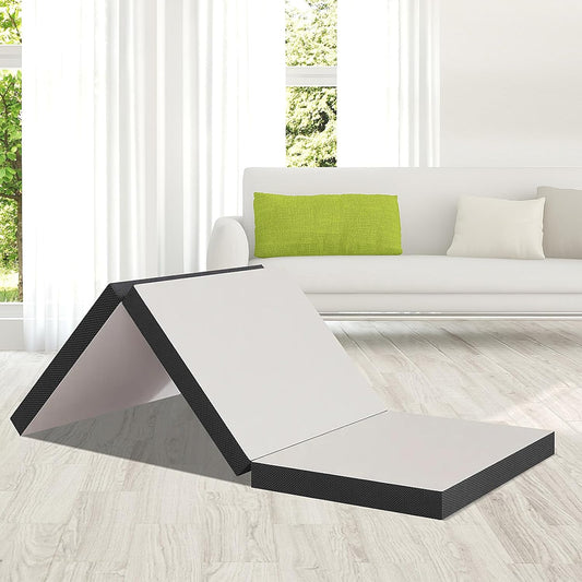 Colchón de espuma viscoelástica triple plegable de 4 pulgadas, portátil,
