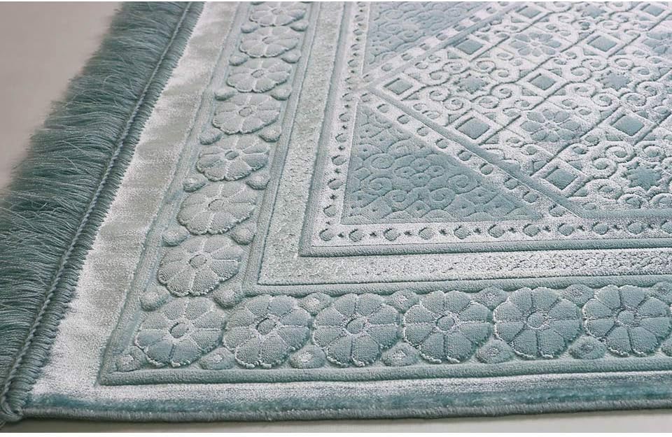 Modefa Alfombra de oración de terciopelo con cuentas de oración Ramadán Eid...