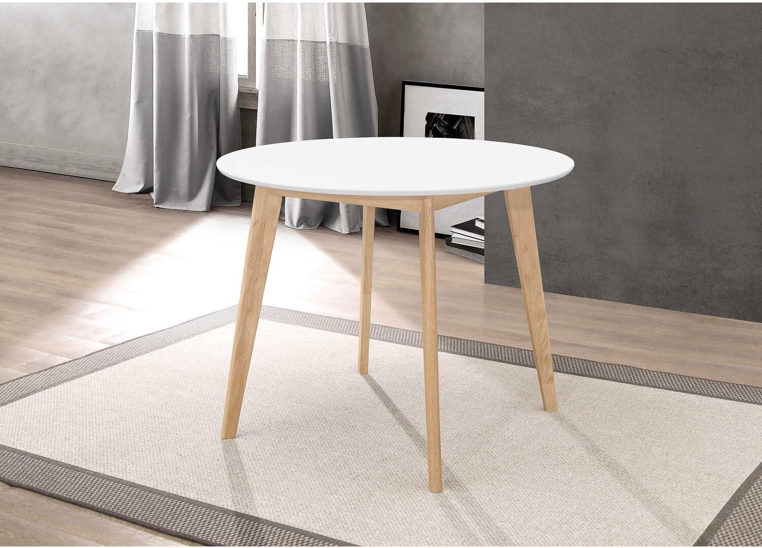 Coaster Furniture Breckenridge 192790 Mesa de comedor redonda de roble blanco