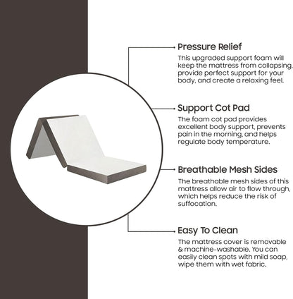Treaton Colchón portátil de espuma viscoelástica de gel triple plegable de 3