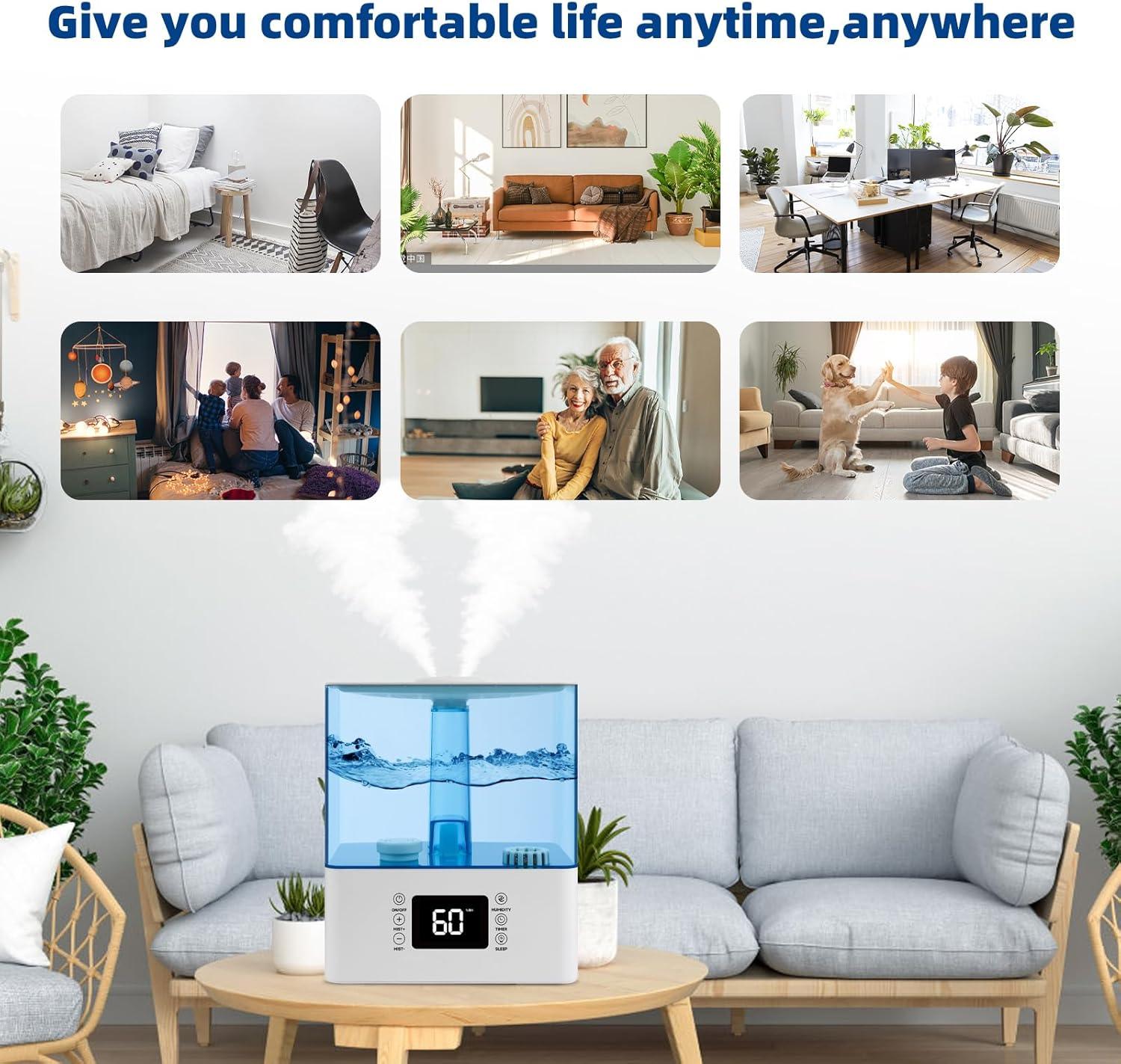 Humidificadores de 6 L para dormitorio, humidificadores ultrasónicos de niebla