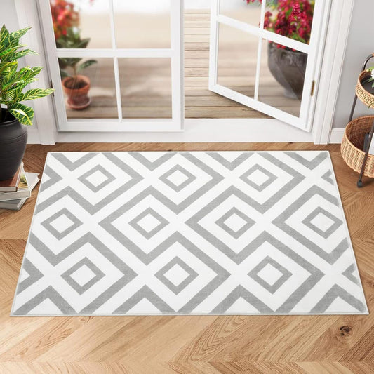 Zacoo Alfombra lavable de 2 x 3 pies, alfombra moderna geométrica para...