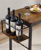 Bar Table and Chairs Set, Industrial Bar Stools Set for 2 with Collapsible Wine