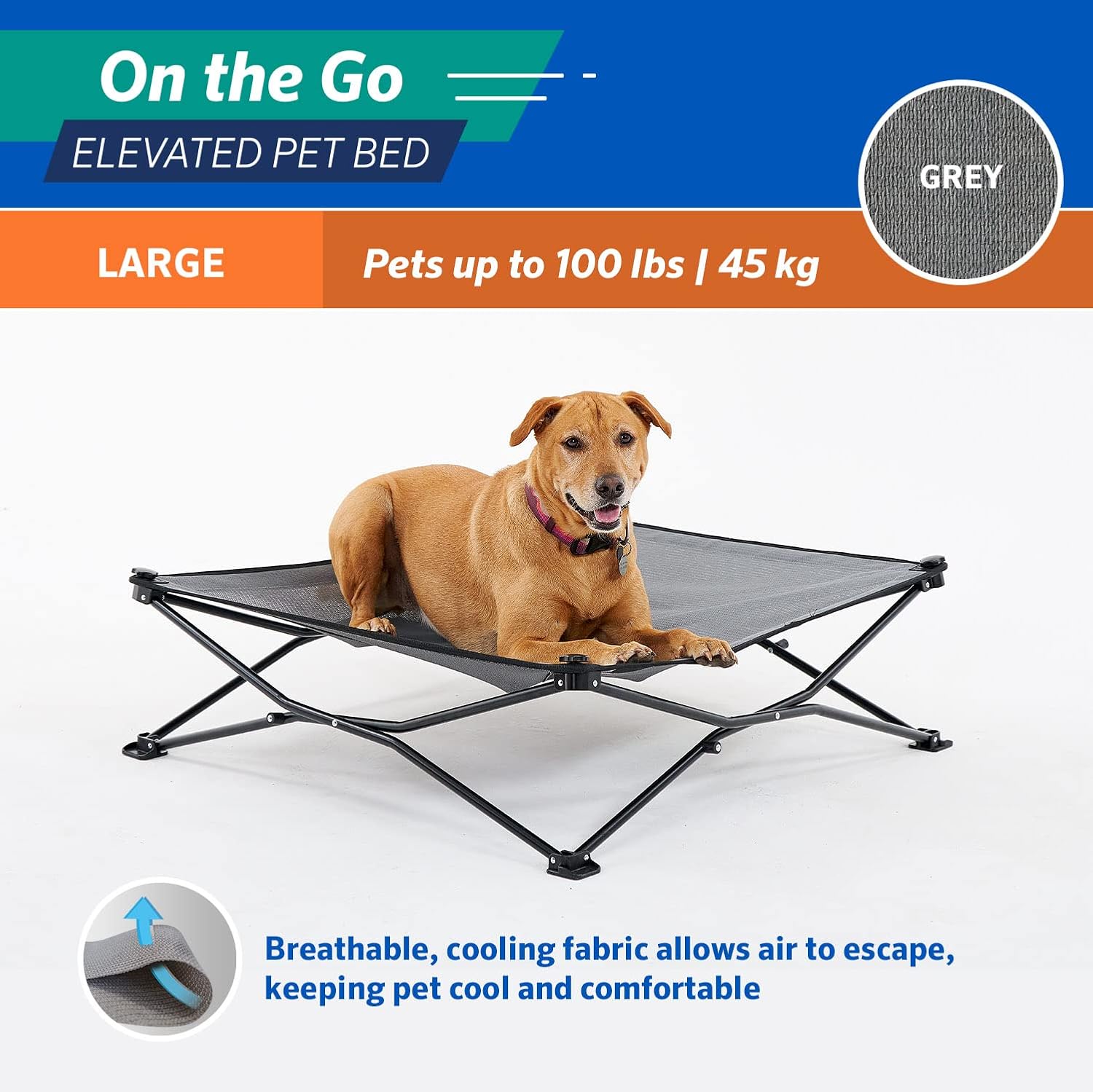 Coolaroo On The Go - Cama elevada refrescante para perros, portátil para viajes...