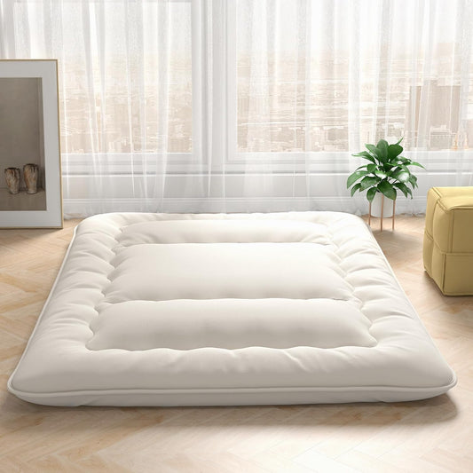 Colchón japonés de futón, colchón enrollable de tatami con funda lavable y